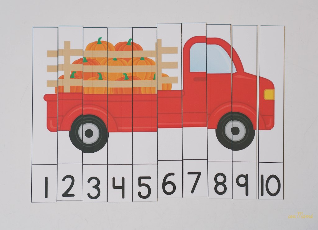 Puzzle de numerous gratis calabazas preescolar Montessori