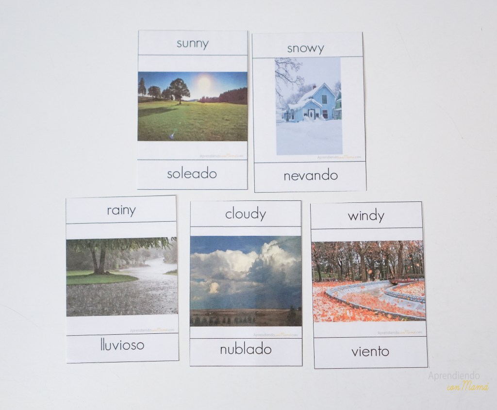 Weather Free bilingual Montessori printables